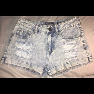 Kendall & Kylie light high rise distressed denim